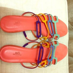 Hermes color flat sandals Size 41 ( US 10 )